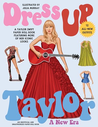 Taylor Swift paper doll book cover with illustrated outfits and guitar.