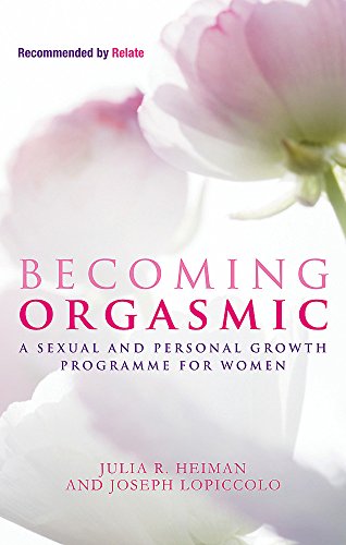 Book cover for Becoming Orgasmic with pink flower petals against a white background.