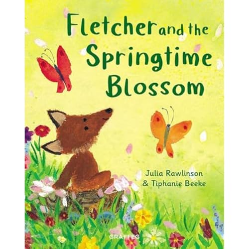 Book cover featuring a fox, butterflies, and springtime flowers.