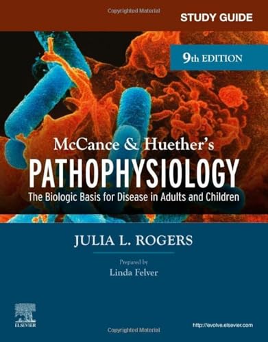 Study guide cover for McCance and Huether's Pathophysiology 9th edition with microscopic imagery.