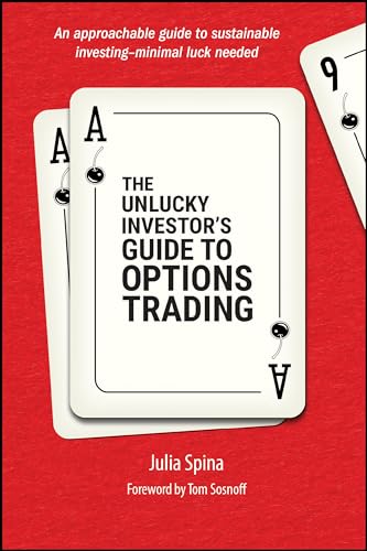 Book cover: "The Unlucky Investor's Guide to Options Trading" with playing cards.