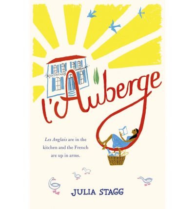 Book cover: illustrated building, woman in basket, sunburst, and birds.