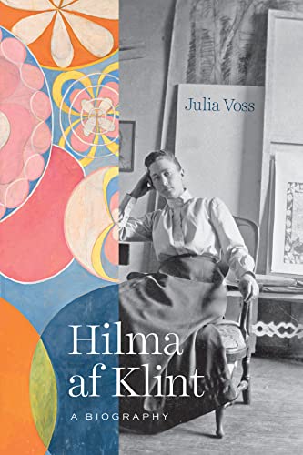 Book cover featuring artist Hilma af Klint and her abstract painting.