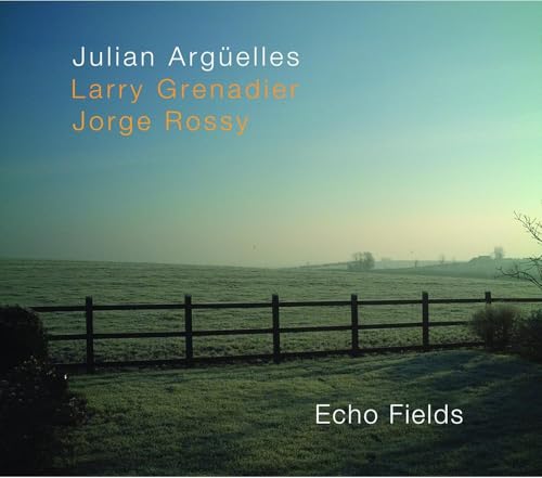 CD cover for "Echo Fields" by Arguëlles, Grenadier, and Rossy, with a landscape.