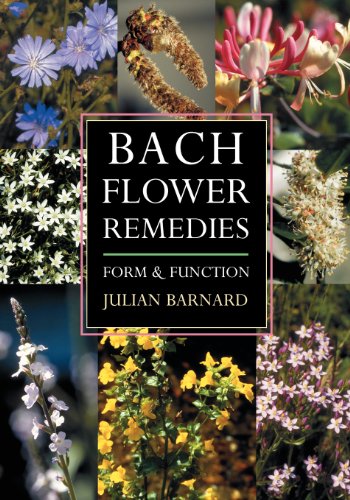 Book cover titled Bach Flower Remedies featuring a collage of various colorful flower photographs.