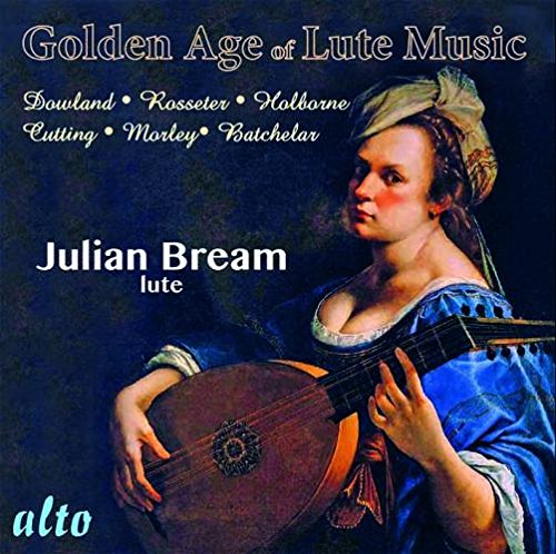 CD cover: Julian Bream playing a lute, portrait of a man in a hat.