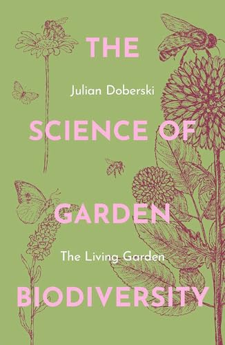 Book cover with pink text on a green background featuring botanical and insect illustrations.