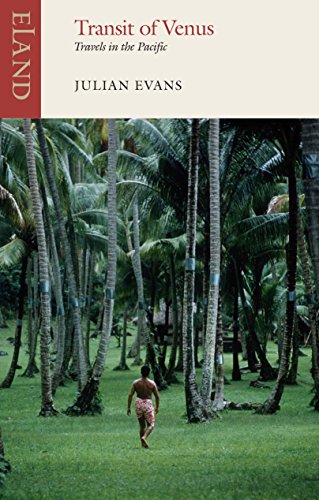 Book cover with a man walking among tall palm trees.