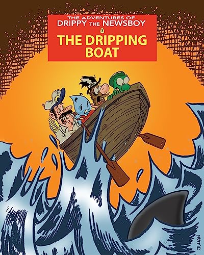 Cartoon book cover showing characters in a small boat on rough seas.