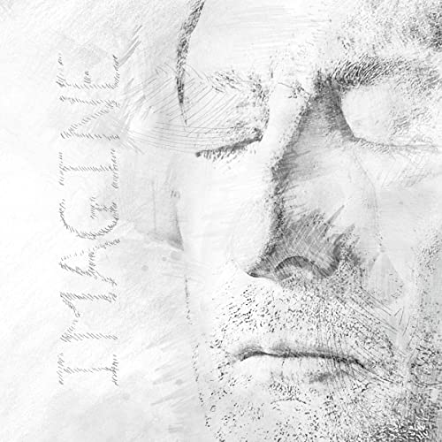 Black and white sketch of a face with the word "IMAGINE" vertically.