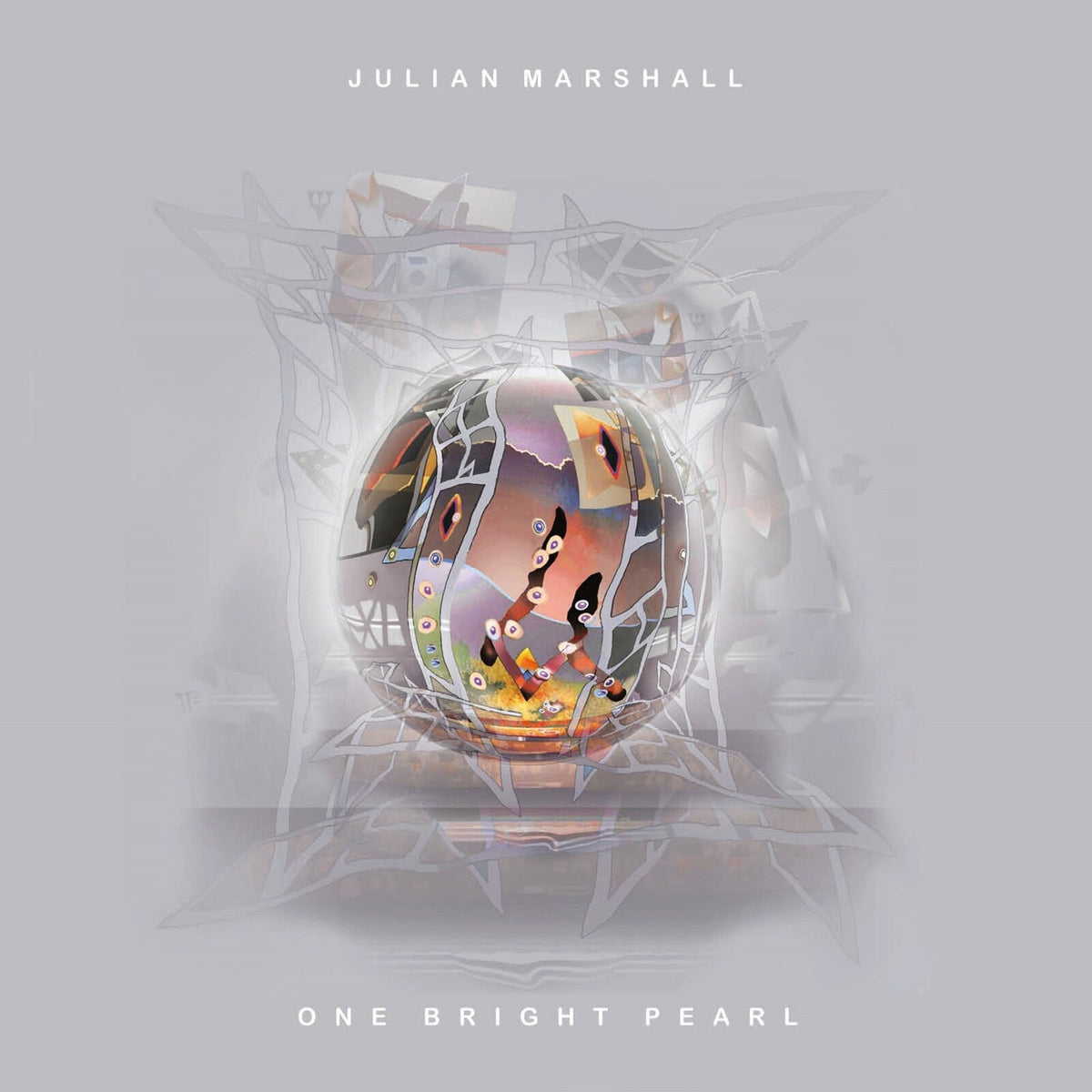 Album cover for Julian Marshall’s “One Bright Pearl” featuring a fractured sphere.