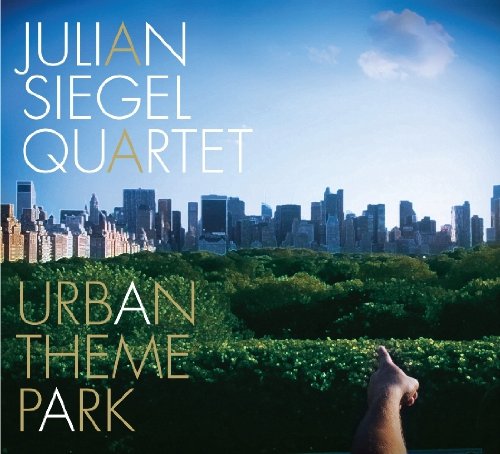 "Album cover with city skyline, trees, and a hand giving a thumbs up."