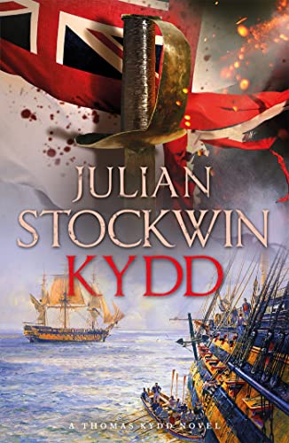 Book cover showing a naval sword, British flag, and sailing ships on the ocean.