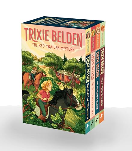 Boxed set of four Trixie Belden mystery novels with cover art.