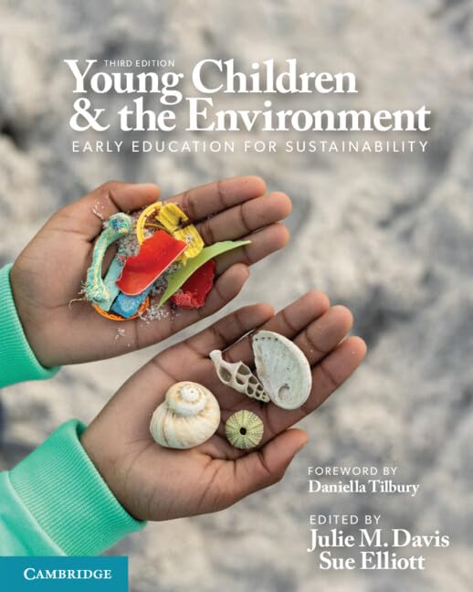 Book cover: hands holding shells and plastic with text about sustainability.