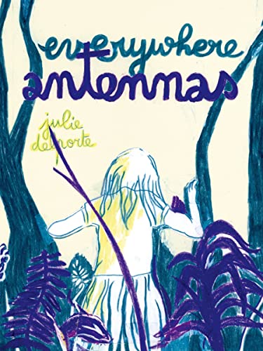 Book cover with illustrated trees, a figure, and the title “Everywhere Antennas.”
