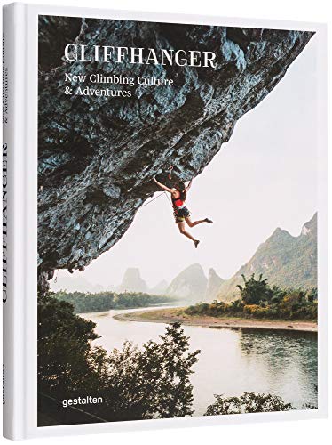 Book cover featuring a rock climber suspended over a river landscape.