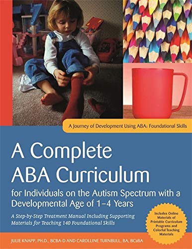 Book cover featuring a young child and colorful pencils, titled “A Complete ABA Curriculum.”