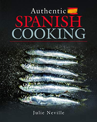 Cookbook cover with stacked sardines and red “Spanish Cooking” title.