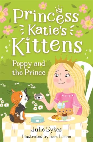 Book cover: girl with kittens having a tea party in a garden.