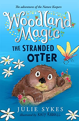 Book cover: otter on a log with flowers and a dragonfly.