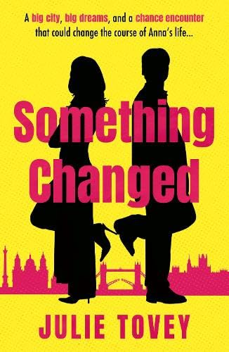 Book cover: silhouetted couple with city skyline, title "Something Changed".