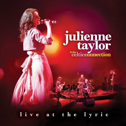 Julienne Taylor singing on stage with band, red lighting, on a music album cover.