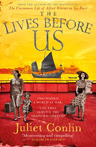 Book cover: two women and a child with luggage near a ship.