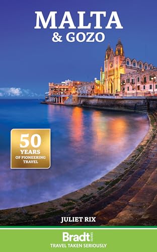Travel guidebook cover featuring Malta’s illuminated cityscape and harbor at dusk.