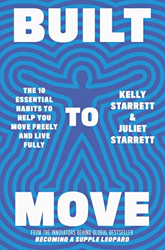 Book cover: "Built to Move" with blue swirling lines and white text.