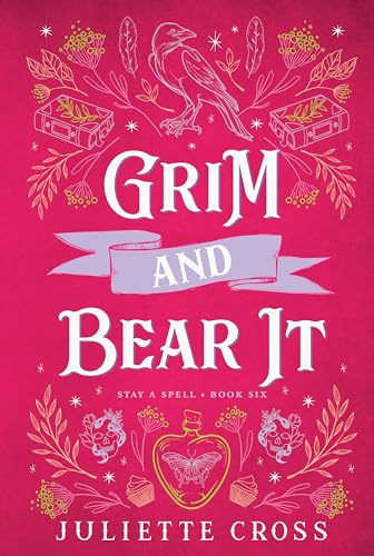 Book cover with title "Grim and Bear It", raven, and floral designs.