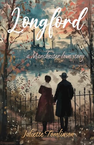 Book cover: couple viewing Manchester skyline amidst autumnal foliage.