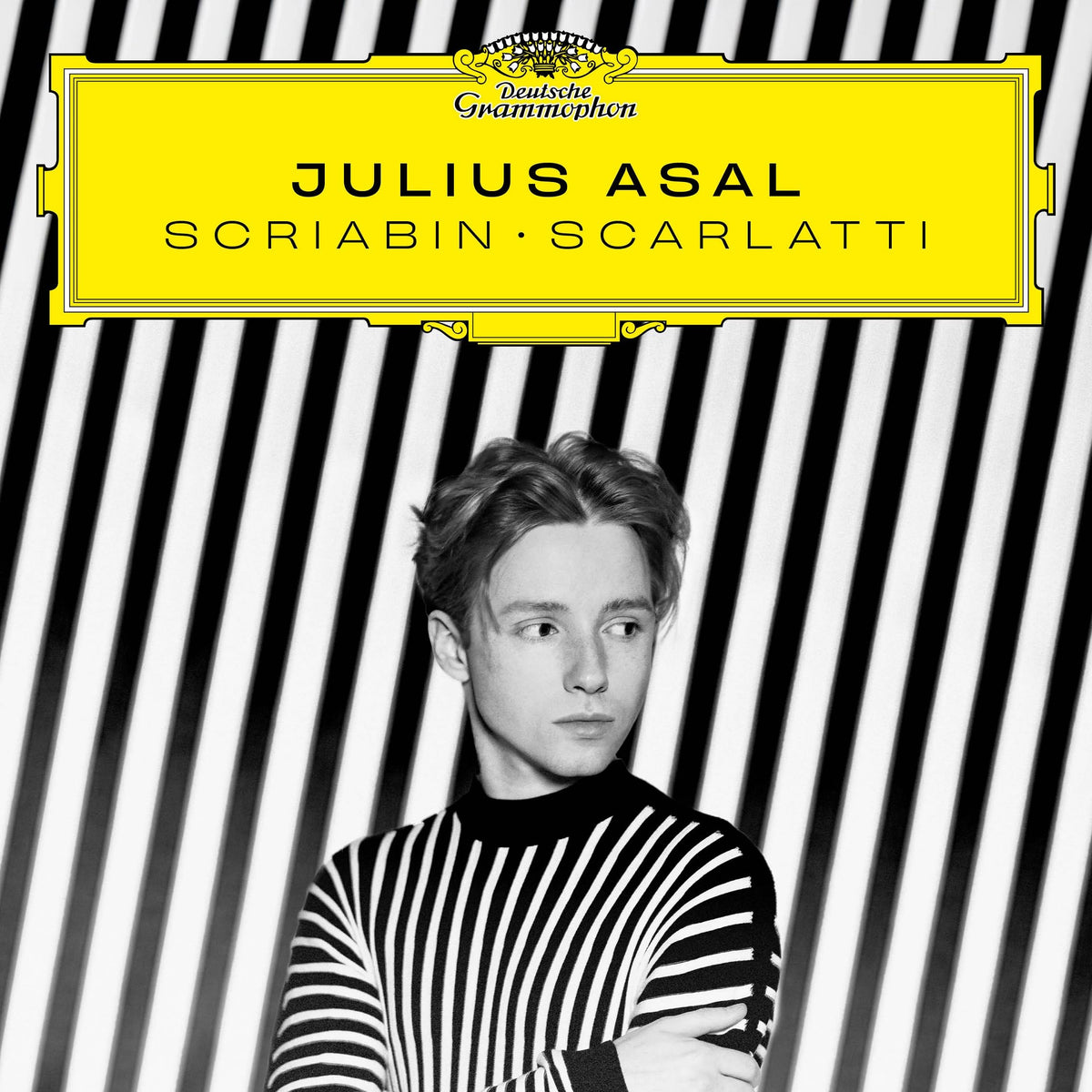 CD cover: black and white portrait of Julius Asal with striped background.