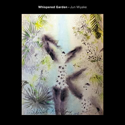CD cover for Jun Miyake’s “Whispered Garden” with abstract watercolor foliage.