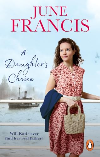 Book cover: woman with handbag, boat in background, pale blue sky.