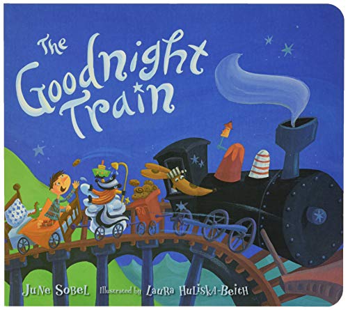 Children’s book cover depicting a nighttime train with animal passengers.