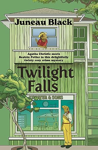 Book cover: green house illustration with a bear and fox characters.