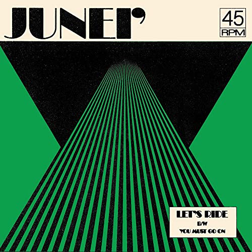 Green and black vinyl record cover with geometric lines and text.