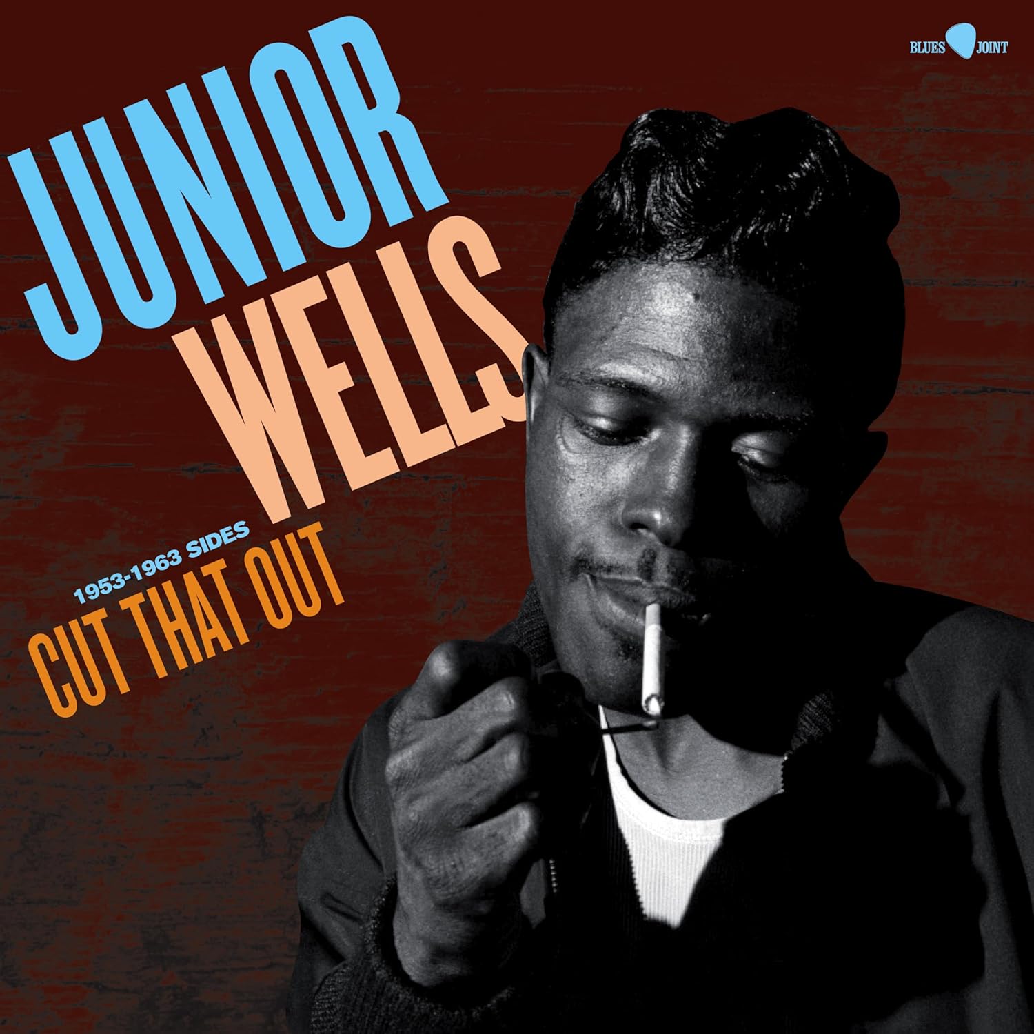 Album cover for Junior Wells’ “Cut That Out” featuring a portrait of the artist.