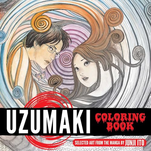 Cover art for Uzumaki coloring book featuring two characters surrounded by swirling spiral patterns.