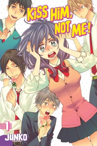 Manga cover with four young people, a girl center with shocked expression.