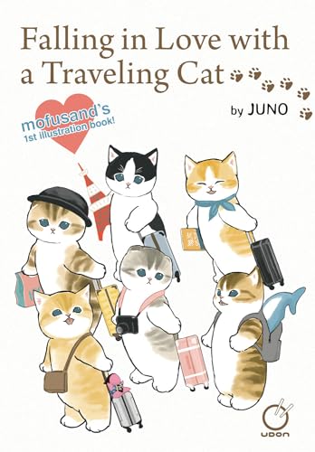 Book cover with illustrated cats wearing clothes and carrying luggage.