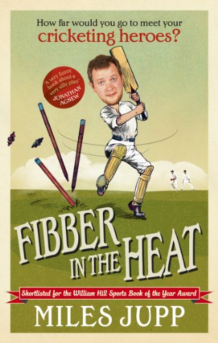 Book cover featuring a caricature of a man playing cricket with a large head.