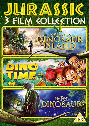 DVD cover for Jurassic 3 Film Collection featuring three animated dinosaur movie posters.