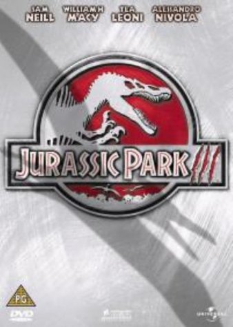 Jurassic Park 3 DVD cover with a red and silver dinosaur logo.