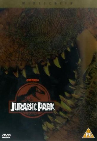 Jurassic Park DVD cover featuring a dinosaur’s teeth and logo.