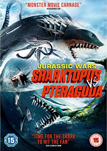 DVD cover for "Jurassic Wars: Sharktopus Vs Pteracuda" featuring monster creatures.