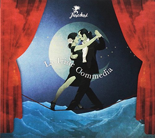 CD cover: couple dancing in front of a moon and red curtains.