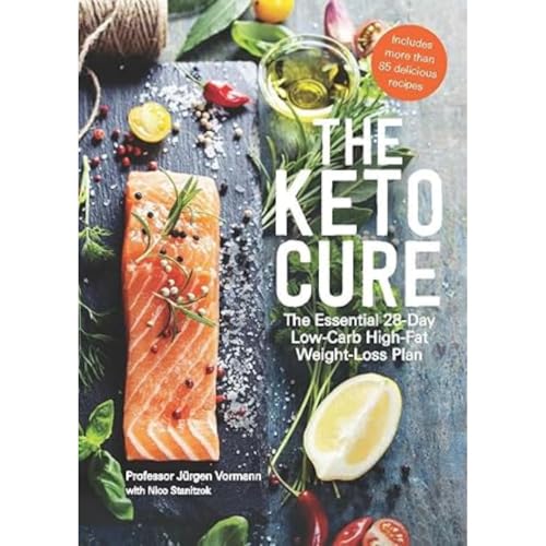 Book cover featuring salmon, herbs, and the title "The Keto Cure.