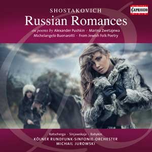 CD cover for Shostakovich’s “Russian Romances” featuring a woman in winter attire.